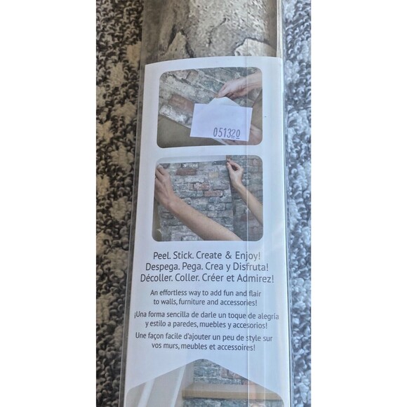 RoomMates Peel & Stick Wallpaper Weathered Brick Alley Multi Colored Vinyl Stone - Picture 6 of 8